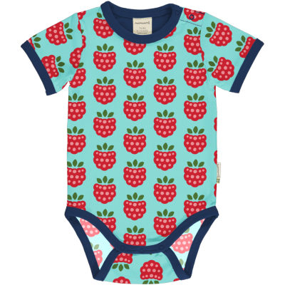 maxomorra Baby Kurzarm Body mit Himbeeren RASPBERRY