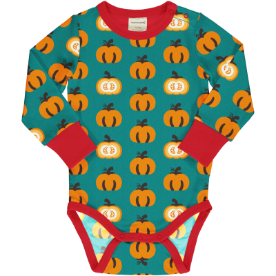 maxomorra Langarm Body Kürbis Garden Pumpkin GOTS