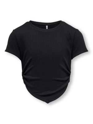 ONLY Kids schmales Ripp Kurzarmshirt KogTrina in schwarz