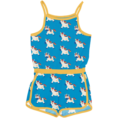 maxomorra Sommer Overall Jumpsuit mit Einhörner TALES UNICORN