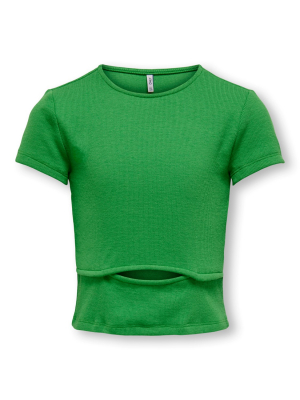 ONLY Kids schmales Ripp Kurzarmshirt KogTrina in grün