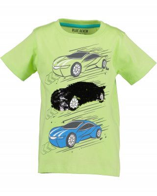 Blue Seven Kurzarm Shirt mit Wechsel Motiv Auto in grün Gr. 92