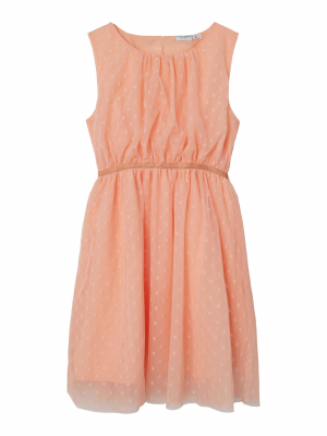 name it festliches Tüllkleid mit Pünktchen nkfVABOSS Peach Nectar