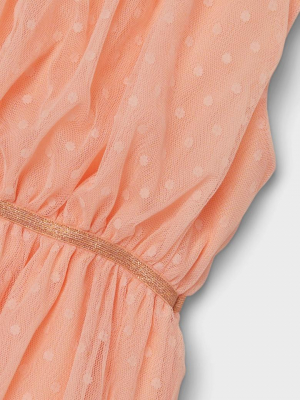 name it festliches Tüllkleid mit Pünktchen nkfVABOSS Peach Nectar