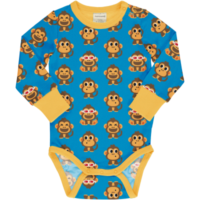 maxomorra Baby Langarm Body Party Monkey