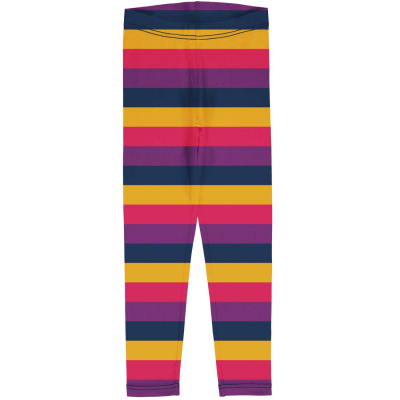 maxomorra bunt geringelte Leggings GOTS Stripes Purple