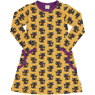 maxomorra nachhaltiges Langarmkleid Katzen Dress CAT