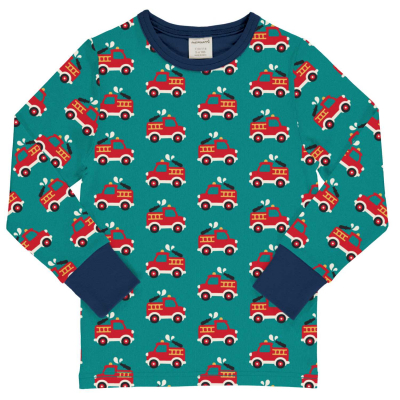 maxomorra Kinder Langarmshirt Feuerwehr Top LS FIRE TRUCK in grün