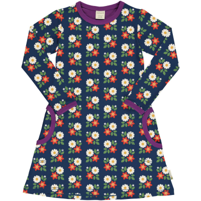 maxomorra Langarmkleid Blumen GOTS Dress FLOWER B-Ware
