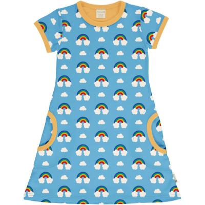 maxomorra Kurzarm Kleid mit Regenbögen Dress RAINBOW in hellblau