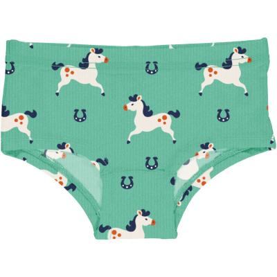 maxomorra Mädchen Unterhose Pferde Briefs Hipster HORSE grün Gr. 98/104