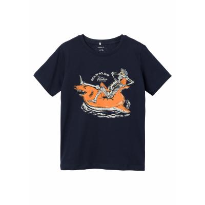 name it Sommer T- Shirt kurzarm mit Skelett nkmFEUNE dark sapphire