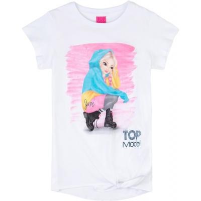 Top Model Kurzarm T-Shirt mit Knoten mit June 75015 in weiß