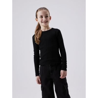 name it Mädchen Langarmshirt leicht gerippt nkfNAKAL in schwarz