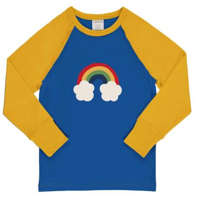maxomorra Kinder Langarmshirt Regenbogen Top LS Rainbow dunkelblau