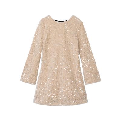 name it glitzerndes Pailletten Kleid nkfRUSITTA in beige