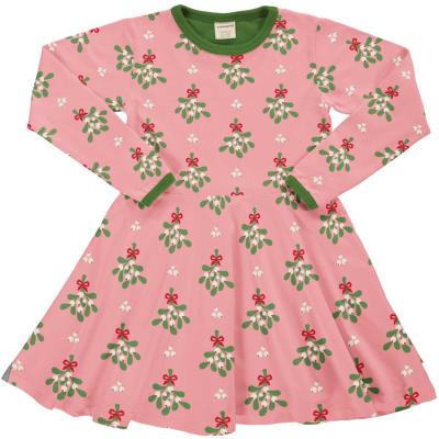 maxomorra Langarmkleid mit Misteln Winter GOTS Dress Circle Mistletoe
