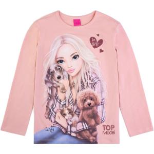 Top Model Langarmshirt mit Candy, Hunden und Katze 75076 in rosa