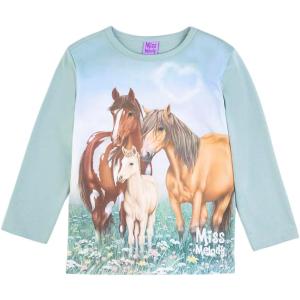 Miss Melody Langarmshirt mit einer Pferdefamilie 76081 in grün