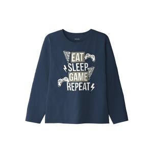 name it Langarm Shirt nkmVICTOR Eat Game in blau