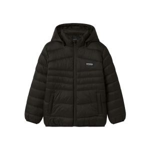 name it schwarze Steppjacke mit abnehmbarer Kapuze nkmmarble
