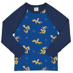 maxomorra Jungen Langarmshirt viele Drachen Top LS Raglan DRAGON dunkelblau