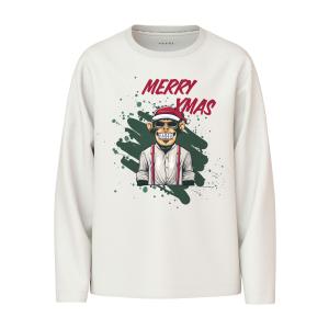 name it Kinder Langarm Shirt nkmVOSMAS Merry XMAS in wollweiß