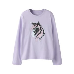 name it Langarmshirt mit Wende Wechsel Wisch Pailletten Einhorn in lila