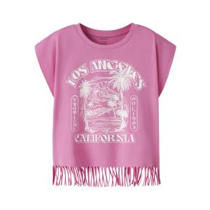 name it Mädchen T- Shirt kurzarm mit Fransen Valone Strawberry Moon