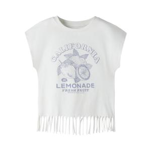 name it Mädchen T- Shirt kurzarm mit Fransen Valone Cloud Dancer