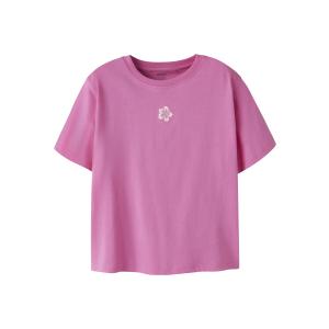 name it Mädchen T- Shirt kurzarm mit Stickerei NKFVALONE Pink mit Blume