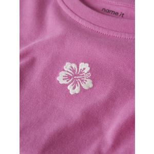name it Mädchen T- Shirt kurzarm mit Stickerei NKFVALONE Pink mit Blume