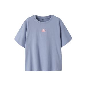 name it Mädchen T- Shirt kurzarm mit Stickerei NKFVALONE blau mit Muschel