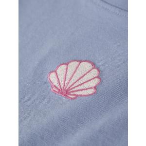 name it Mädchen T- Shirt kurzarm mit Stickerei NKFVALONE blau mit Muschel