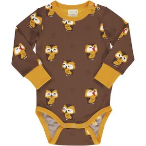 maxomorra Baby Langarm Body mit Eulen BODY OWL