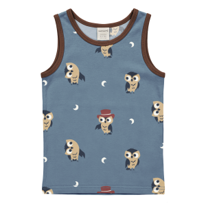 maxomorra Tank Top / Unterhemd mit Eulen in blau