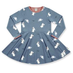 maxomorra Langarmkleid mit Hasen in hellblau Dress Circle Rabbit