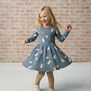 maxomorra Langarmkleid mit Hasen in hellblau Dress Circle Rabbit