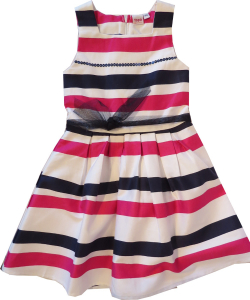 Topo festliches Kleid weiß rosa blau geringelt