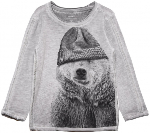 name it mini Shirt nitLEAR Eisbär grau meliert Gr. 56