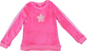 Topo Mädchen Sweatshirt Plüschshirt mit Sternchen Neon Pink Gr. 152