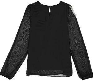 Topo Chiffon Bluse mit transparenten Ärmeln + Glitzerleisten Schwarz