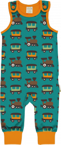 maxomorra Strampler mit Zügen Playsuit TRAIN Gr. 98/104