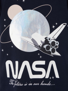 name it Mädchen T-Shirt mit NASA Logo Dunkelblau Gr. 116