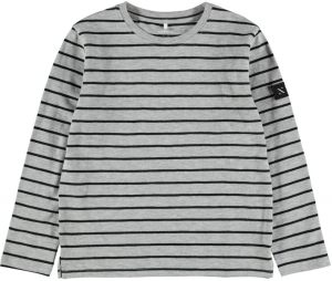 name it Langarm Shirt geringelt nkmLA Grey Melange Gr. 116