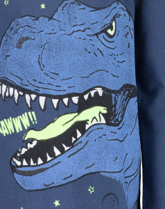 blue seven Langarmshirt Dino (leuchtet im Dunkeln) Blau