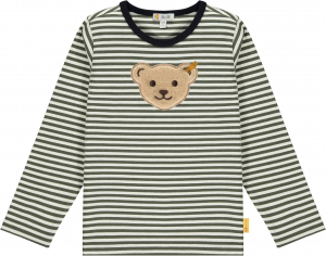 Steiff Langarmshirt mit Quietsche Bär Oliv geringelt 5020 Gr. 116