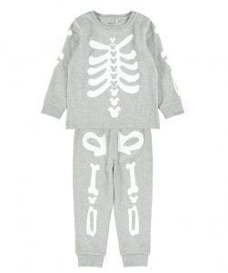name it Skelett Halloween Pyjama 2 teiliger Schlafanzug nmmMICKEY in grau