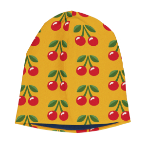 maxomorra gefütterte Beanie Mütze mit Kirschen Velour CHERRY