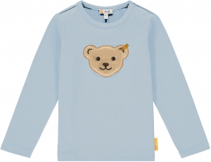 Steiff Langarmshirt mit Quietsche Bär in hellblau - Chambray Blue 6035